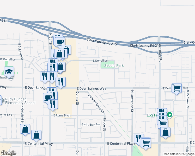 map of restaurants, bars, coffee shops, grocery stores, and more near 1145 Blissful Plains Ave. in North Las Vegas