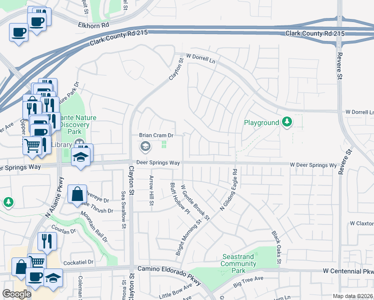 map of restaurants, bars, coffee shops, grocery stores, and more near 6853 Empire Cliff Street in North Las Vegas