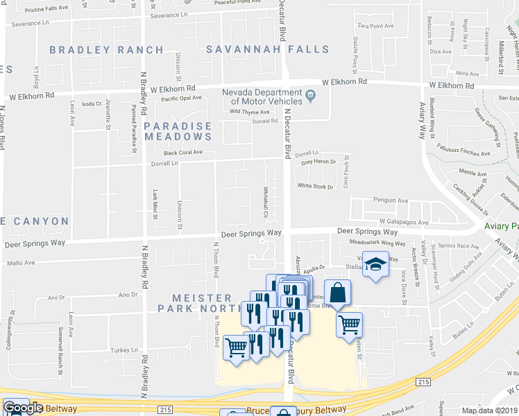 map of restaurants, bars, coffee shops, grocery stores, and more near 4913 Flower Dance Court in Las Vegas
