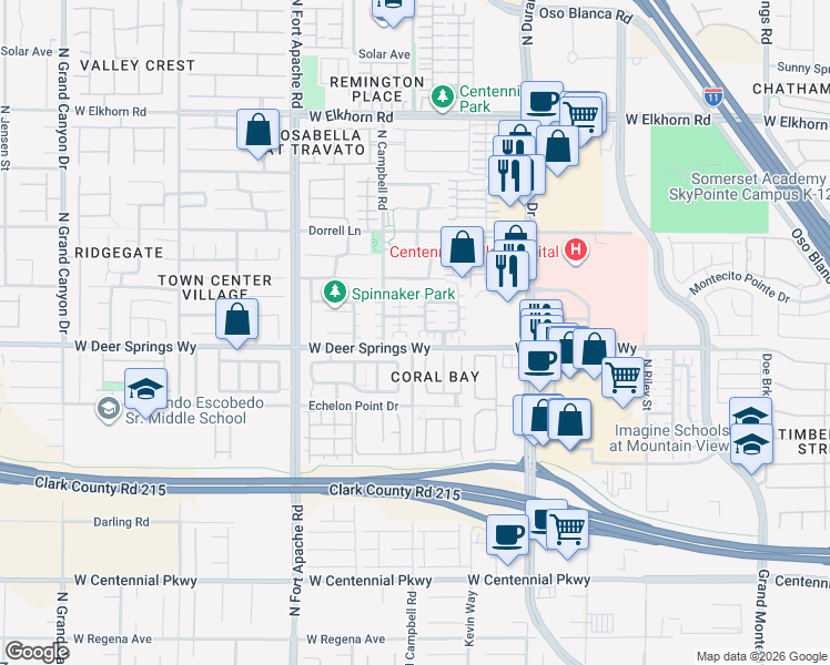 map of restaurants, bars, coffee shops, grocery stores, and more near 6827 Momentos Street in Las Vegas