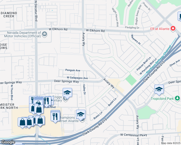 map of restaurants, bars, coffee shops, grocery stores, and more near 6869 Desert Thrasher Drive in North Las Vegas