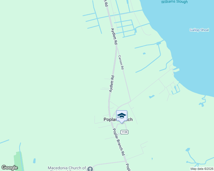 map of restaurants, bars, coffee shops, grocery stores, and more near 1118 Aydlett Road in Poplar Branch
