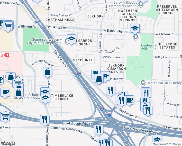 map of restaurants, bars, coffee shops, grocery stores, and more near 8035 Aztec Basin Avenue in Las Vegas
