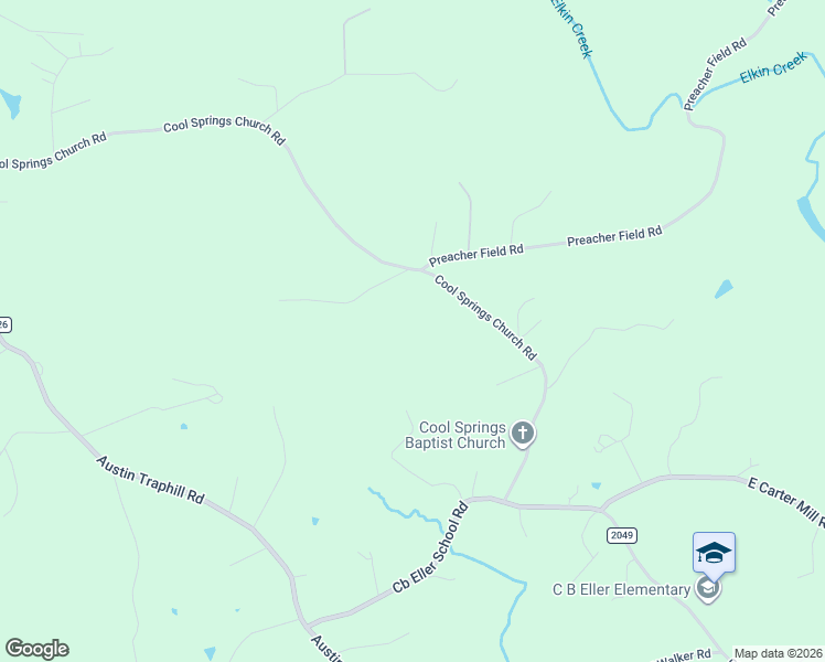 map of restaurants, bars, coffee shops, grocery stores, and more near 1214 Cool Springs Church Road in Elkin