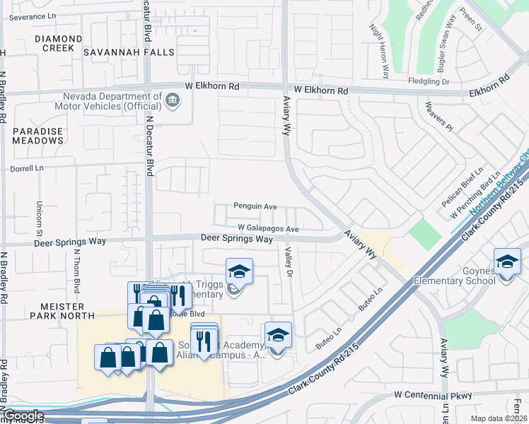 map of restaurants, bars, coffee shops, grocery stores, and more near 6854 North Inca Jay Court in North Las Vegas