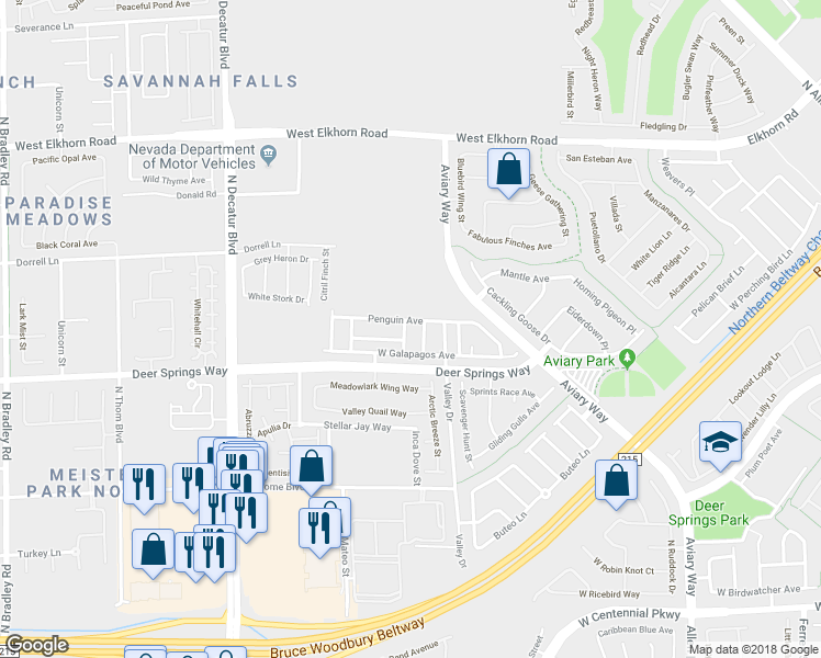 map of restaurants, bars, coffee shops, grocery stores, and more near 4404 West Carrier Dove Street in North Las Vegas