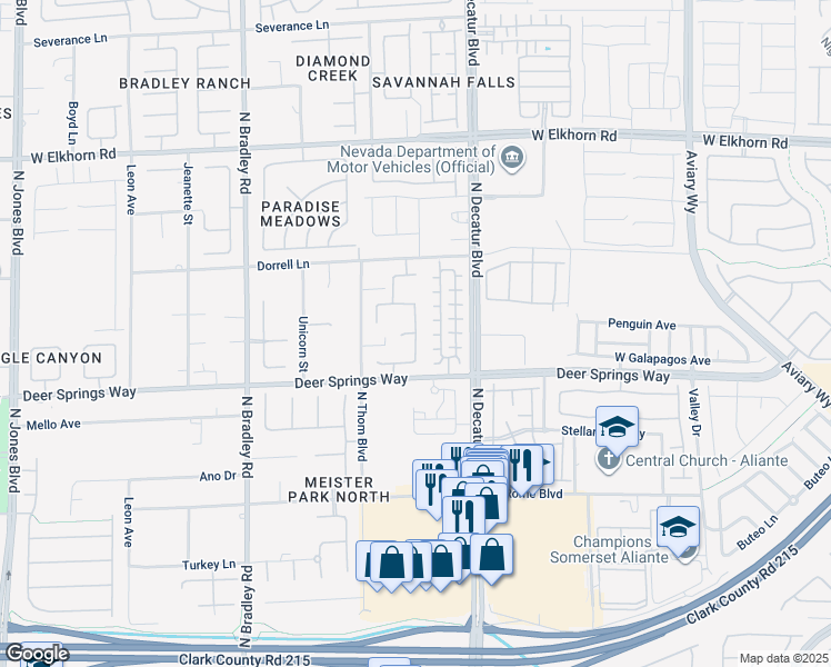 map of restaurants, bars, coffee shops, grocery stores, and more near Hazelnut Garden Street in Las Vegas