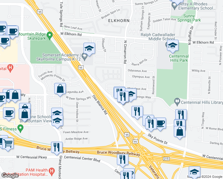 map of restaurants, bars, coffee shops, grocery stores, and more near 8039 Aztec Basin Avenue in Las Vegas