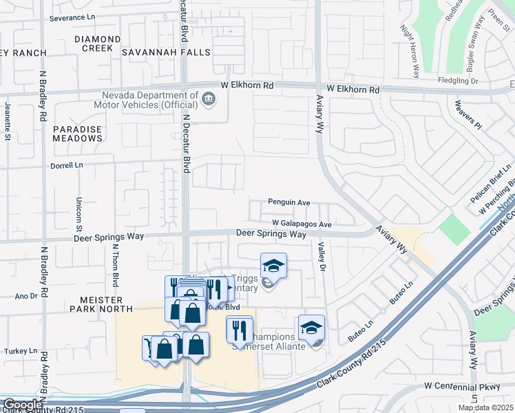 map of restaurants, bars, coffee shops, grocery stores, and more near 4444 West Carrier Dove Street in North Las Vegas