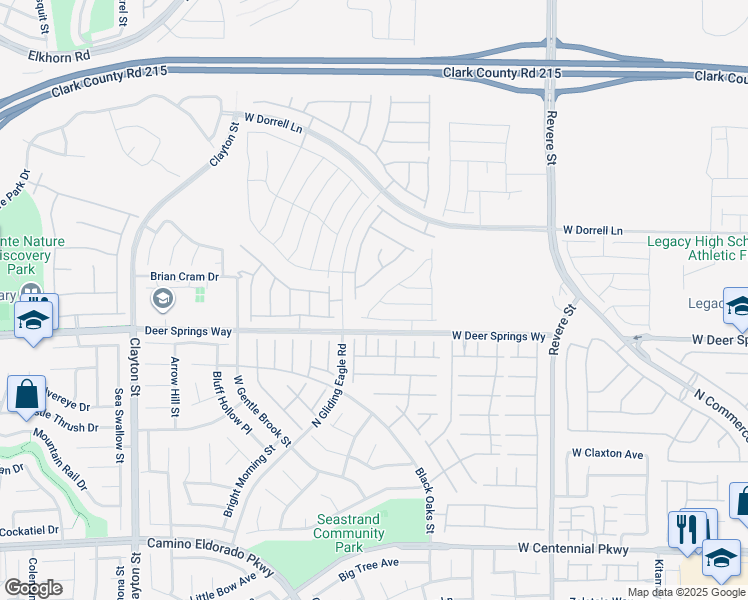 map of restaurants, bars, coffee shops, grocery stores, and more near 1121 Azure Jay Avenue in North Las Vegas