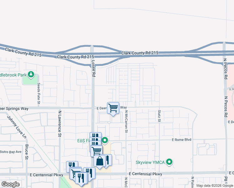 map of restaurants, bars, coffee shops, grocery stores, and more near 2624 Orange Crush Street in North Las Vegas