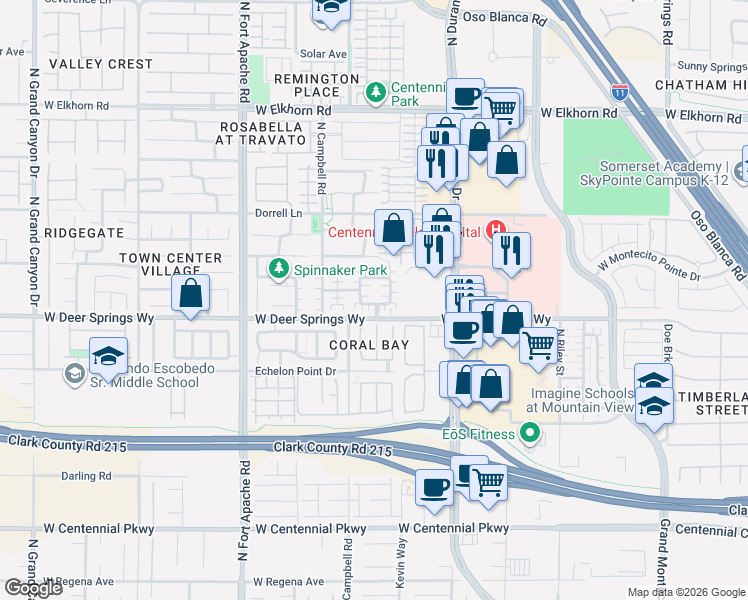 map of restaurants, bars, coffee shops, grocery stores, and more near 8933 Footstep Avenue in Las Vegas
