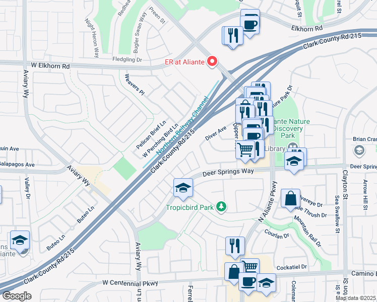 map of restaurants, bars, coffee shops, grocery stores, and more near 6752 Lookout Lodge Lane in North Las Vegas