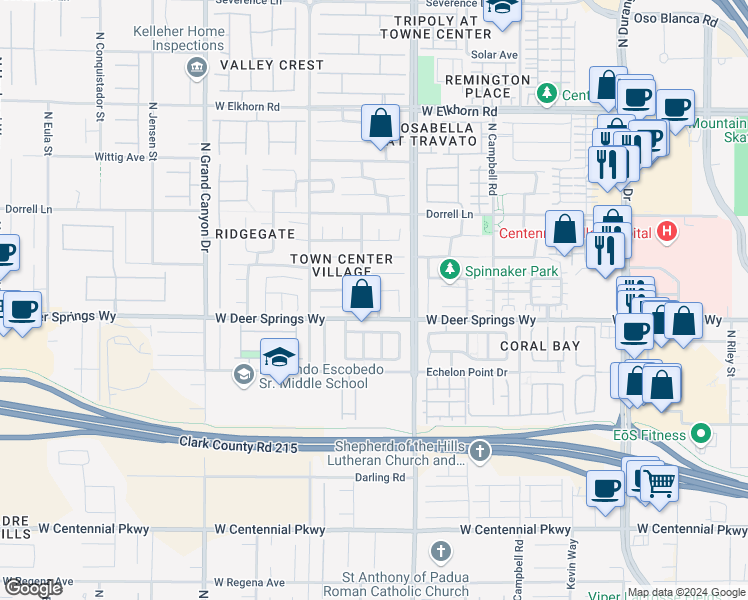 map of restaurants, bars, coffee shops, grocery stores, and more near 6817 Mansion Oaks Street in Las Vegas