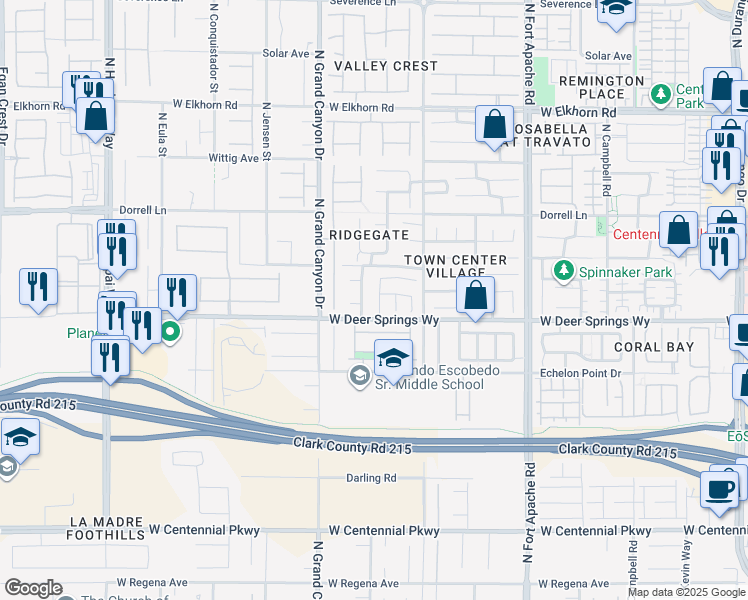 map of restaurants, bars, coffee shops, grocery stores, and more near 6811 Rolling Boulder Street in Las Vegas