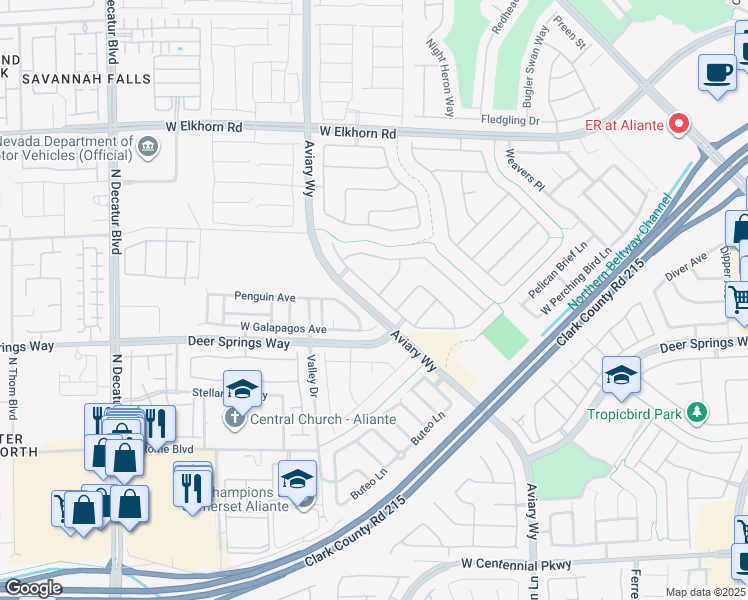 map of restaurants, bars, coffee shops, grocery stores, and more near 4129 Cackling Goose Drive in North Las Vegas