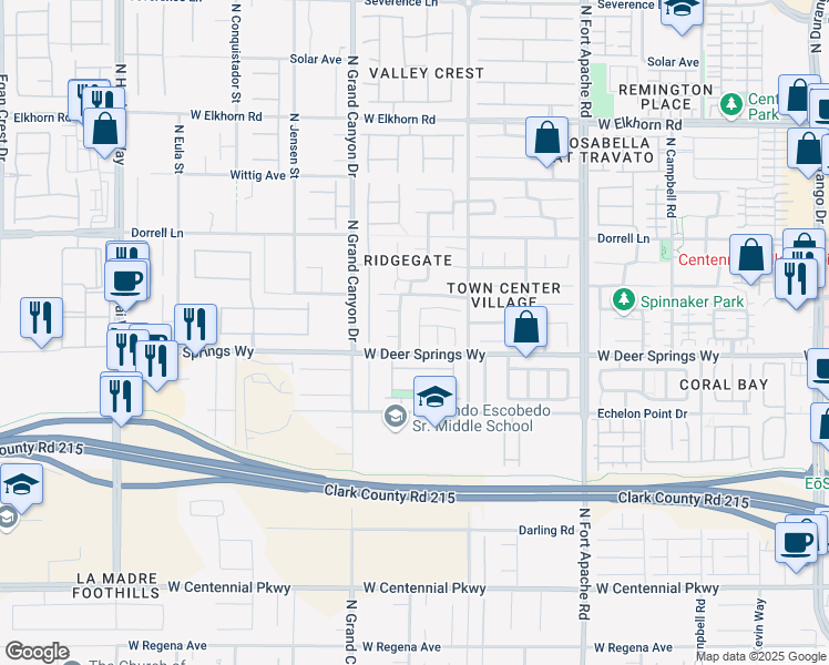 map of restaurants, bars, coffee shops, grocery stores, and more near 6819 Rolling Boulder Street in Las Vegas