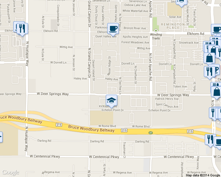 map of restaurants, bars, coffee shops, grocery stores, and more near 6811 Rolling Boulder Street in Las Vegas