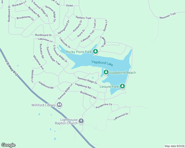 map of restaurants, bars, coffee shops, grocery stores, and more near 98 Summit Ridge Lane in Williford