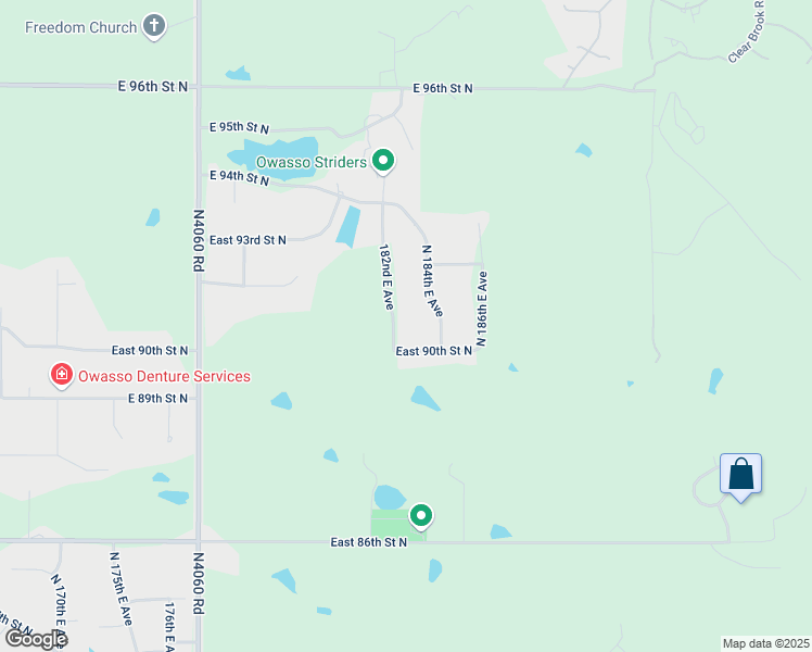 map of restaurants, bars, coffee shops, grocery stores, and more near 18241 East 90th Street North in Owasso