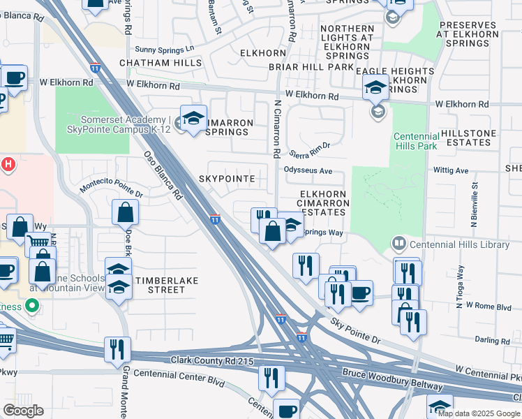 map of restaurants, bars, coffee shops, grocery stores, and more near 8020 Aztec Basin Avenue in Las Vegas