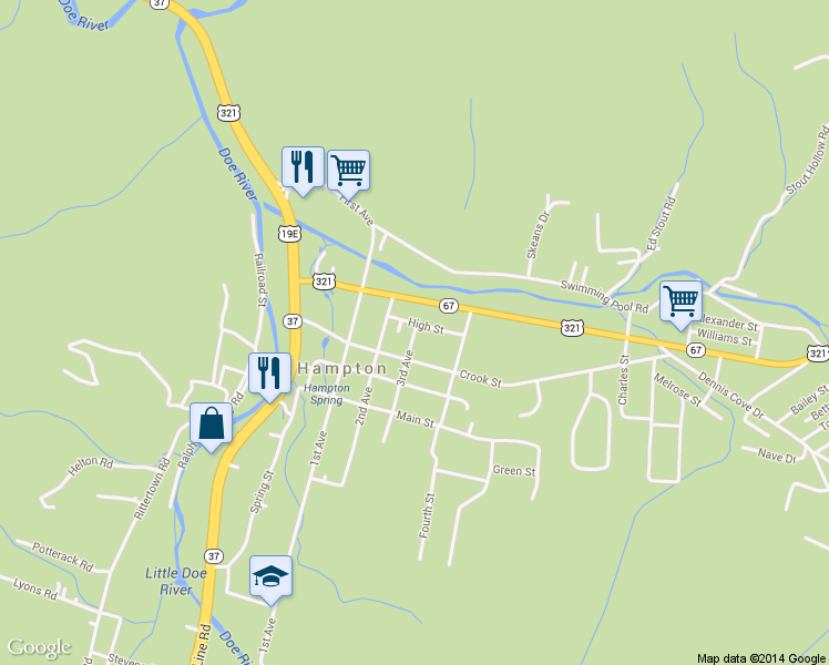 map of restaurants, bars, coffee shops, grocery stores, and more near 208 3rd Avenue in Hampton