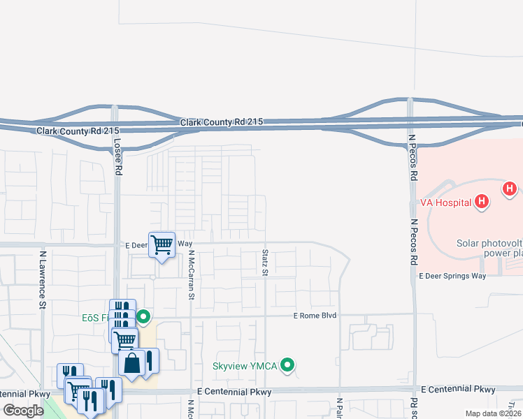 map of restaurants, bars, coffee shops, grocery stores, and more near 6501-6605 North McCarran Street in North Las Vegas
