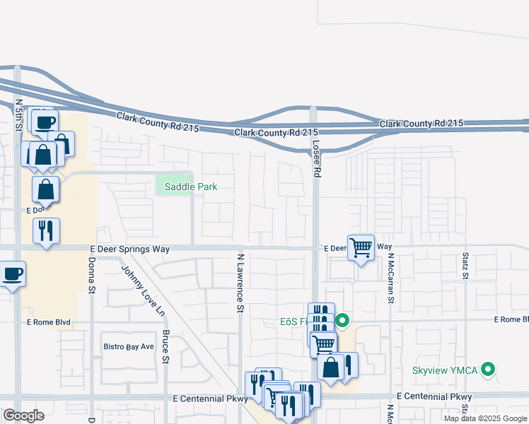 map of restaurants, bars, coffee shops, grocery stores, and more near 1904 Danielle Rebecca Avenue in North Las Vegas