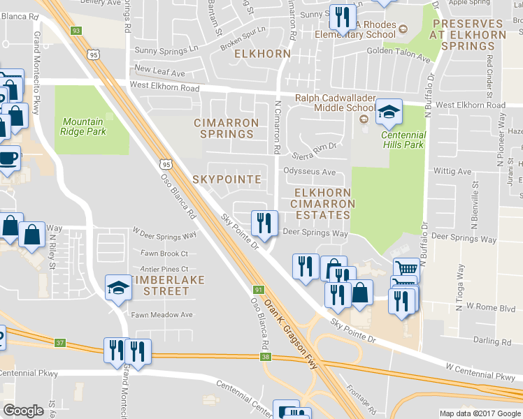 map of restaurants, bars, coffee shops, grocery stores, and more near 8019 Aztec Basin Avenue in Las Vegas