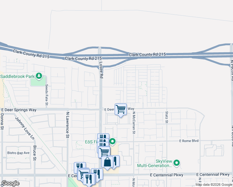 map of restaurants, bars, coffee shops, grocery stores, and more near 2594 Canary Yellow Court in North Las Vegas