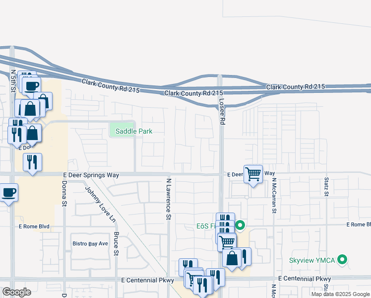 map of restaurants, bars, coffee shops, grocery stores, and more near 1904 Danielle Rebecca Avenue in North Las Vegas