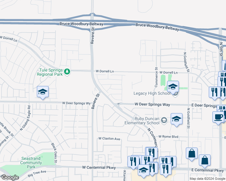 map of restaurants, bars, coffee shops, grocery stores, and more near 541 Ruby Mesa Avenue in North Las Vegas