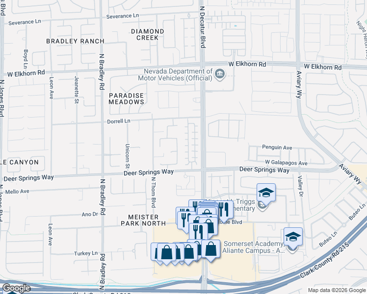 map of restaurants, bars, coffee shops, grocery stores, and more near 4913 Flower Dance Court in Las Vegas