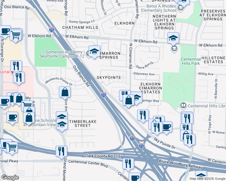 map of restaurants, bars, coffee shops, grocery stores, and more near 8056 Aztec Basin Avenue in Las Vegas