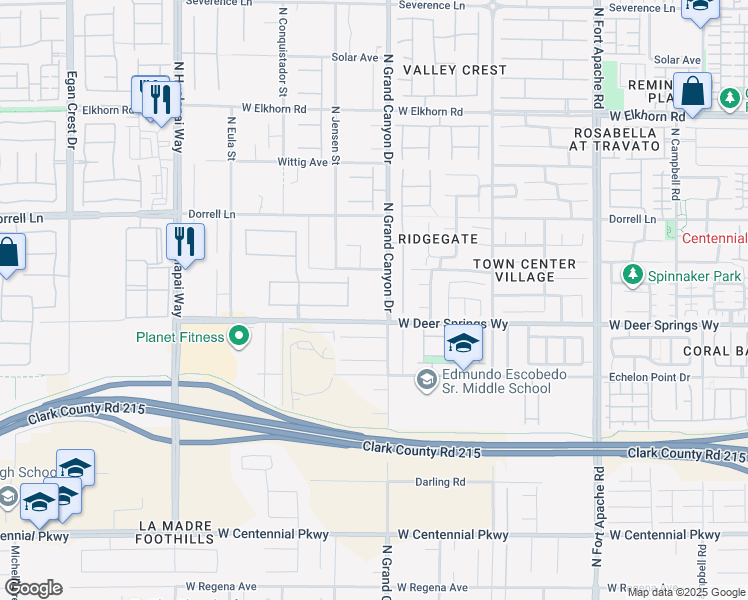 map of restaurants, bars, coffee shops, grocery stores, and more near 6850 North Grand Canyon Drive in Las Vegas