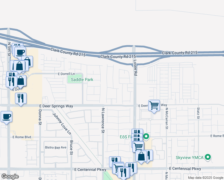 map of restaurants, bars, coffee shops, grocery stores, and more near 1904 Danielle Rebecca Avenue in North Las Vegas