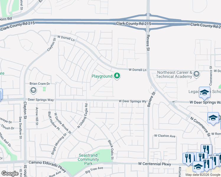 map of restaurants, bars, coffee shops, grocery stores, and more near 1125 Chestnut Sparrow Avenue in North Las Vegas