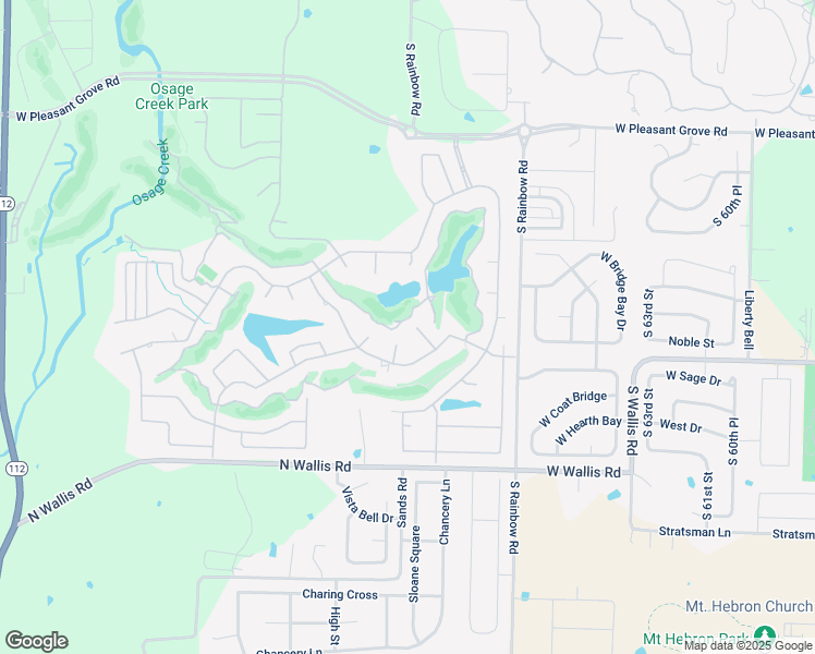 map of restaurants, bars, coffee shops, grocery stores, and more near 5302 South Promontory Court in Rogers