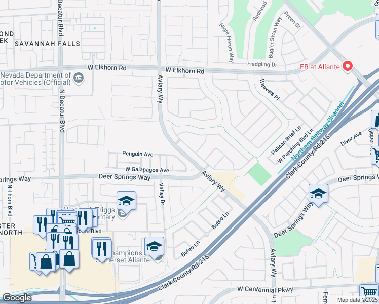 map of restaurants, bars, coffee shops, grocery stores, and more near 4137 Cackling Goose Drive in North Las Vegas