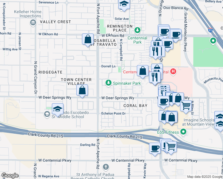 map of restaurants, bars, coffee shops, grocery stores, and more near 9129 Shumard Oak Court in Las Vegas