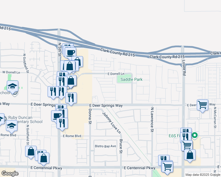 map of restaurants, bars, coffee shops, grocery stores, and more near 1123 Desert Dome Avenue in North Las Vegas