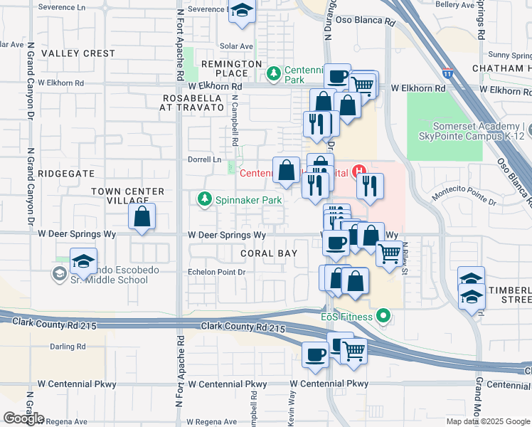map of restaurants, bars, coffee shops, grocery stores, and more near 8933 Footstep Avenue in Las Vegas