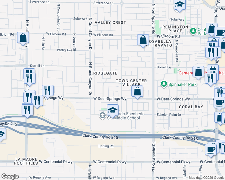 map of restaurants, bars, coffee shops, grocery stores, and more near 6815 Forest Hollow Court in Las Vegas