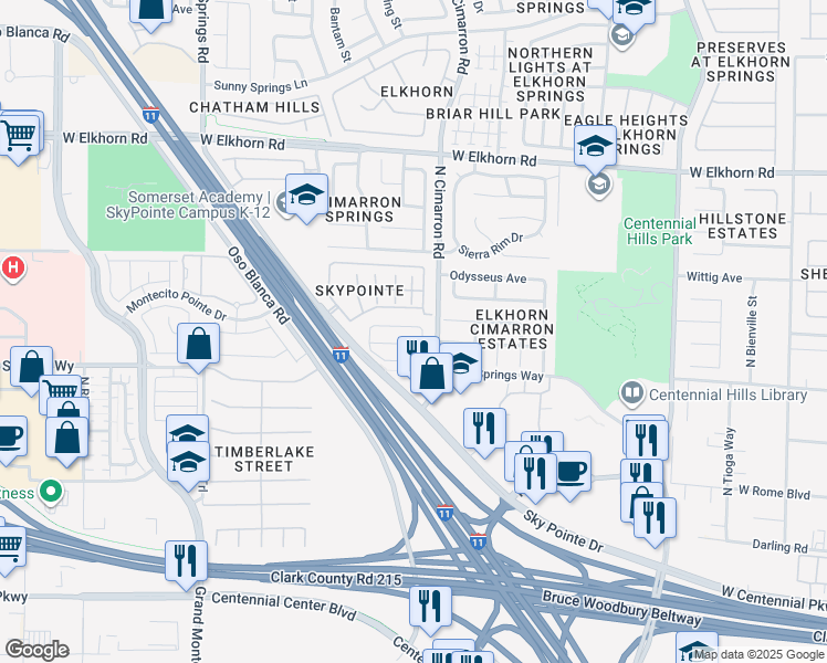 map of restaurants, bars, coffee shops, grocery stores, and more near 8019 Aztec Basin Avenue in Las Vegas