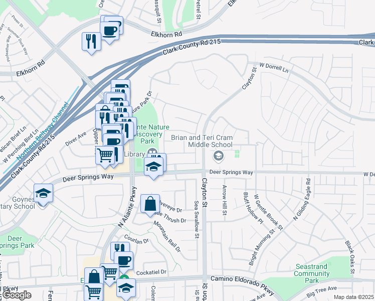 map of restaurants, bars, coffee shops, grocery stores, and more near 6828 Arden Glade Court in North Las Vegas