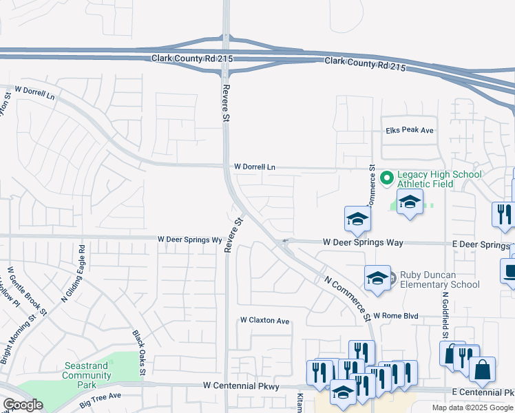 map of restaurants, bars, coffee shops, grocery stores, and more near 553 Grand Cascade Place in North Las Vegas