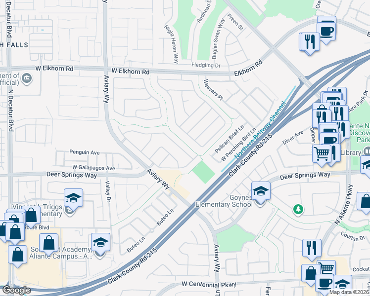 map of restaurants, bars, coffee shops, grocery stores, and more near 6904 Homing Pigeon Place in North Las Vegas