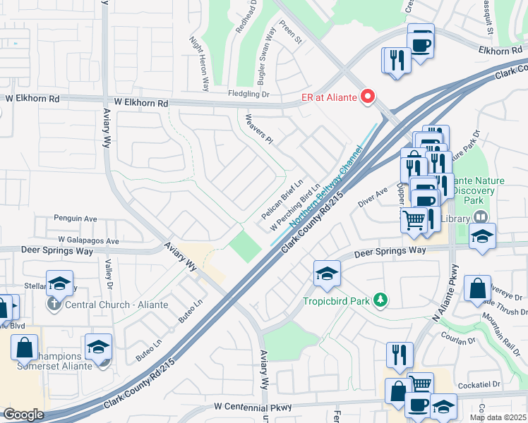 map of restaurants, bars, coffee shops, grocery stores, and more near 3624 Pelican Brief Lane in North Las Vegas