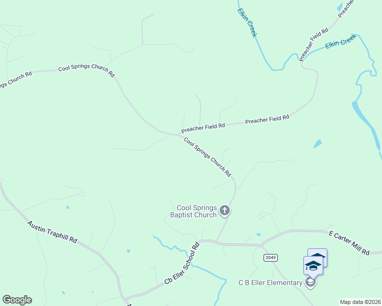 map of restaurants, bars, coffee shops, grocery stores, and more near 1214 Cool Springs Church Road in Elkin