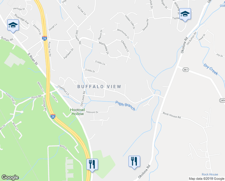 map of restaurants, bars, coffee shops, grocery stores, and more near 153 Bishop Road in Johnson City